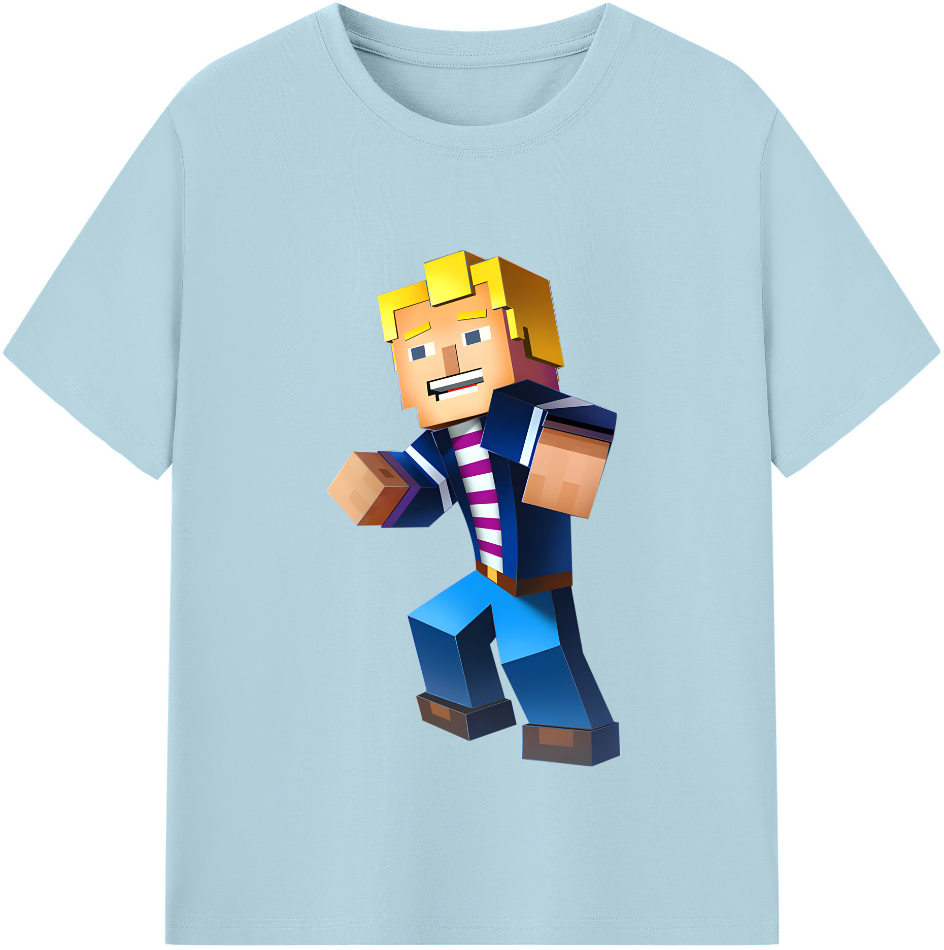 （画像用） マインクラフト ブロックの世界 Minecraft MC Block world 綿100％半袖Tシャツ（フロントプリント）